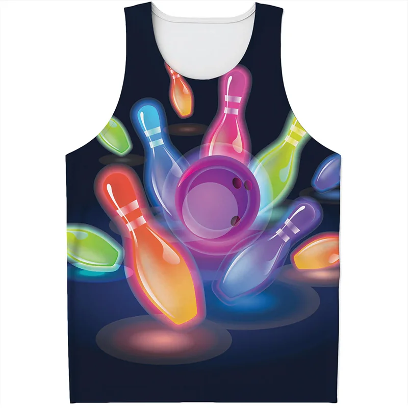 

Fashion Bowling Fans 3d Printed Tank Top Men Cool Outdoor Sports T-shirt Kids Summer Street Sleeveless Tees Oversized Vest