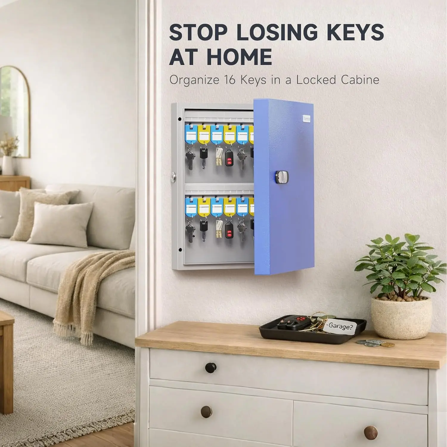 Key Manage Mini ERP,Key Safe Box Wall Mount(32 Keys),Key Cabinet with Combination Lock & 32 Key Tags, Key Safe Storage Lockbox 3