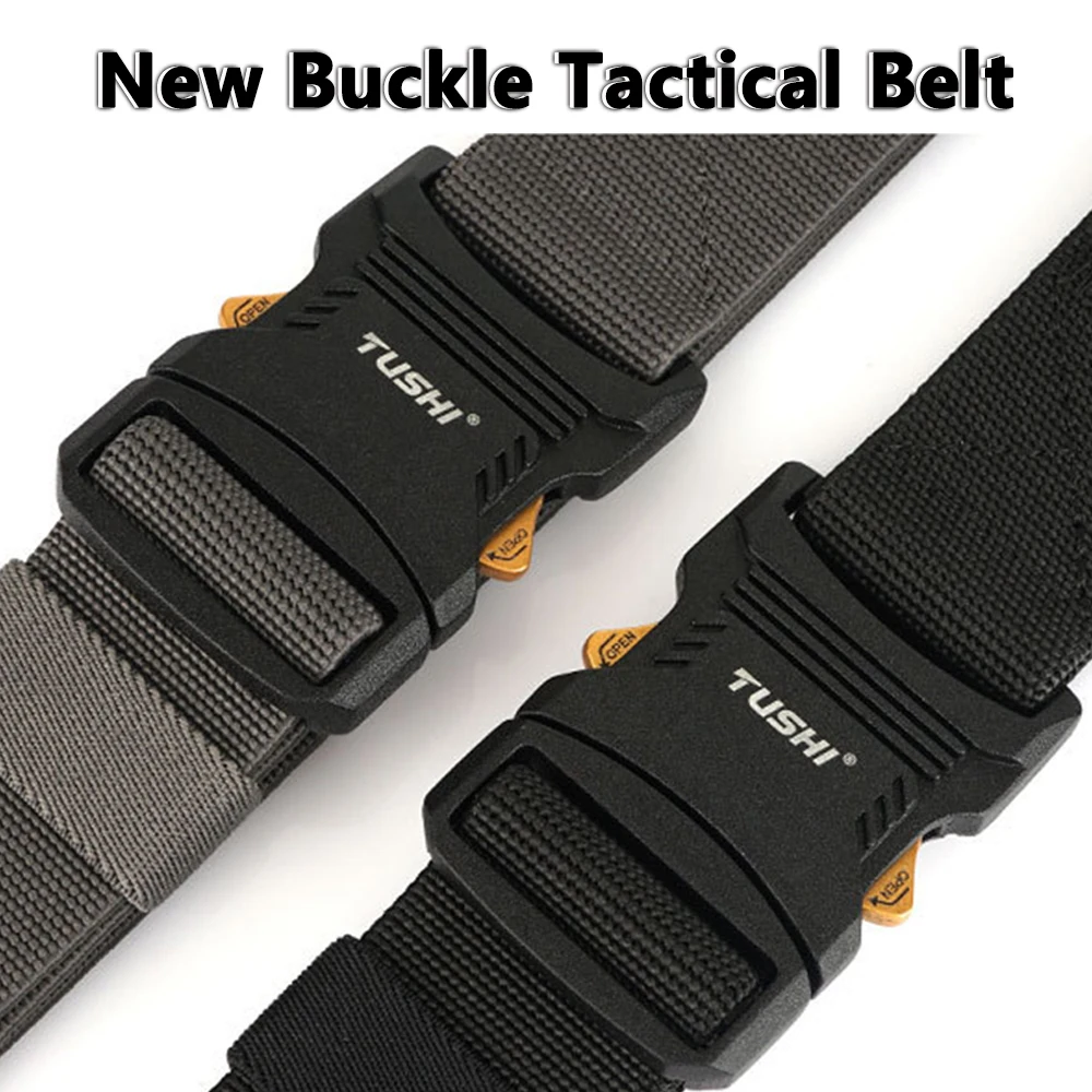 TUSHI Men's Elastic Belt Soft Strong Nylon Aluminum alloy Quick Release Buckle Unisex Stretch Belt Work Waistband Straps Male