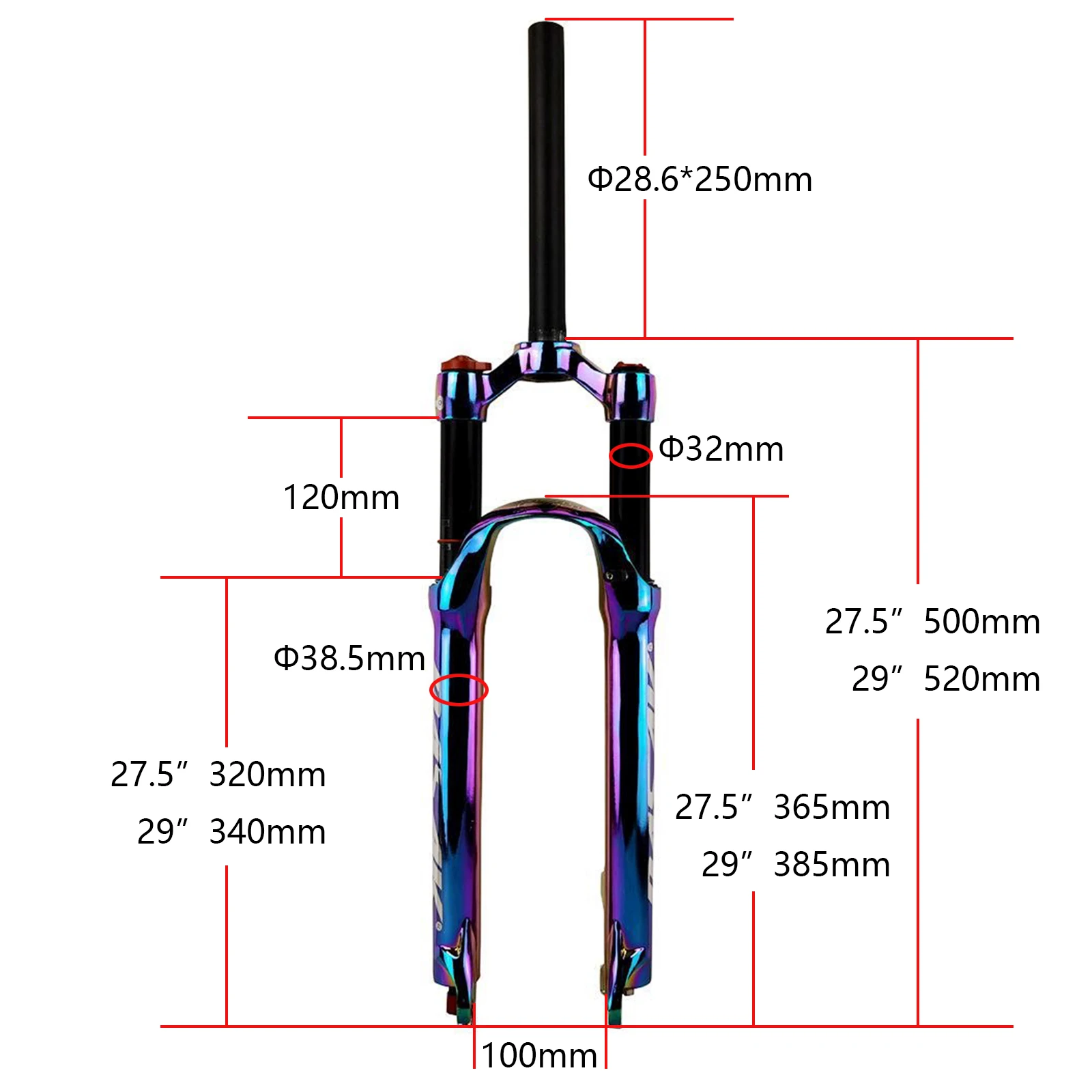 ZTZ MTB Fork Mountain Bike Suspension Fork,  Air Mountain Bike  MTB Fork 100mm Travel Straight Tube Bicycle Front Fork