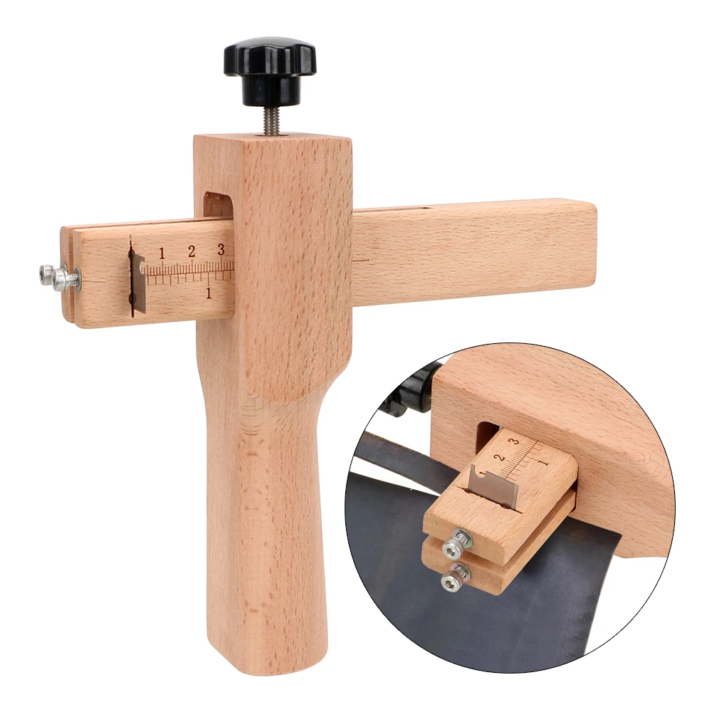 Leather Tools Wooden Strip Cutter Leather Strap Cutter Adjustable Hand Cutting Tool Leather Craft Strip Belt Maker