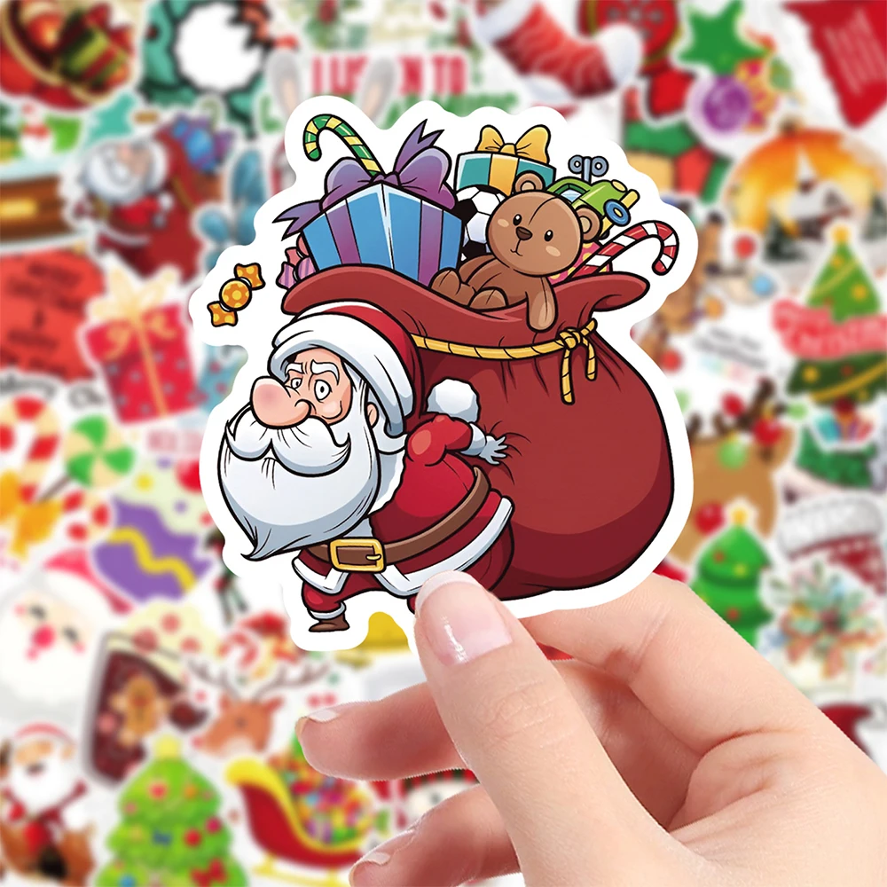 10/30/50/100 Stück Weihnachten Weihnachtsmann Aufkleber für Kinder Spielzeug Geschenk DIY Laptop Briefpapier Wasserdicht Kawaii Dekoration Aufkleber