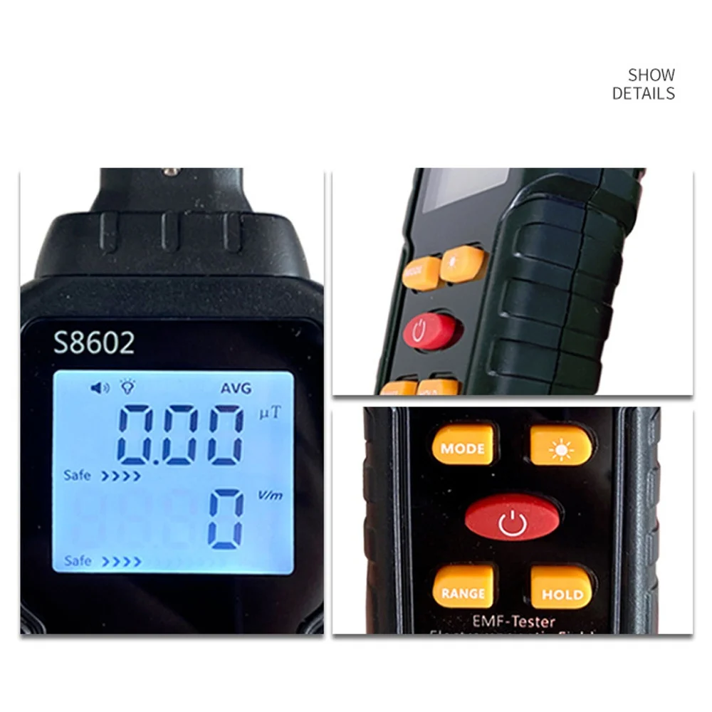 Handheld 3-in-1 Digital Radiation Dosimeter Electric Field Magnetics Field Temperature Multifunctional Detector Home Office Radi