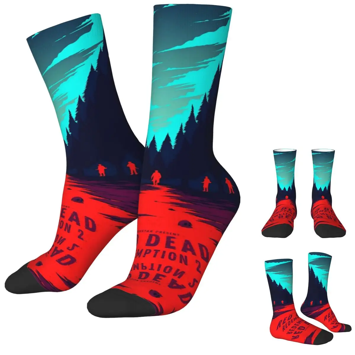 Autumn Winter Funny Women Men Red Redemptions Socks Cowboy Gamer Gaming  Breathable Sports Socks