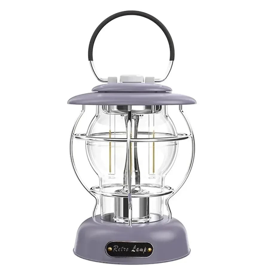 Retro Portable Camping Lantern 4000mAh USB Rechargeable Tent Lamp 3 Adjustable Modes Hiking Fishing Emergency Lighting Power Ban