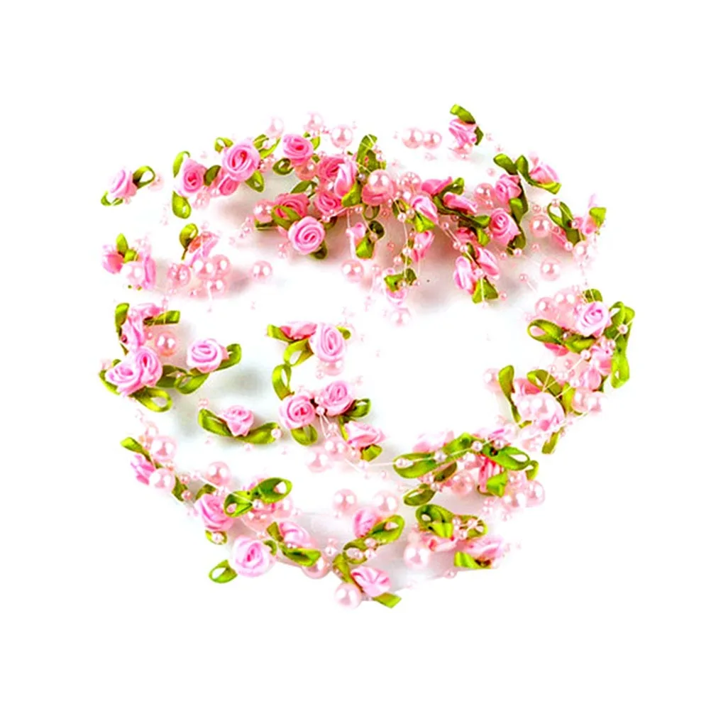 

5M Rose Flower Beads Chain Handmade Garland Wedding Party Decorations Bridal Cakes Christmas Trees Home Crafts