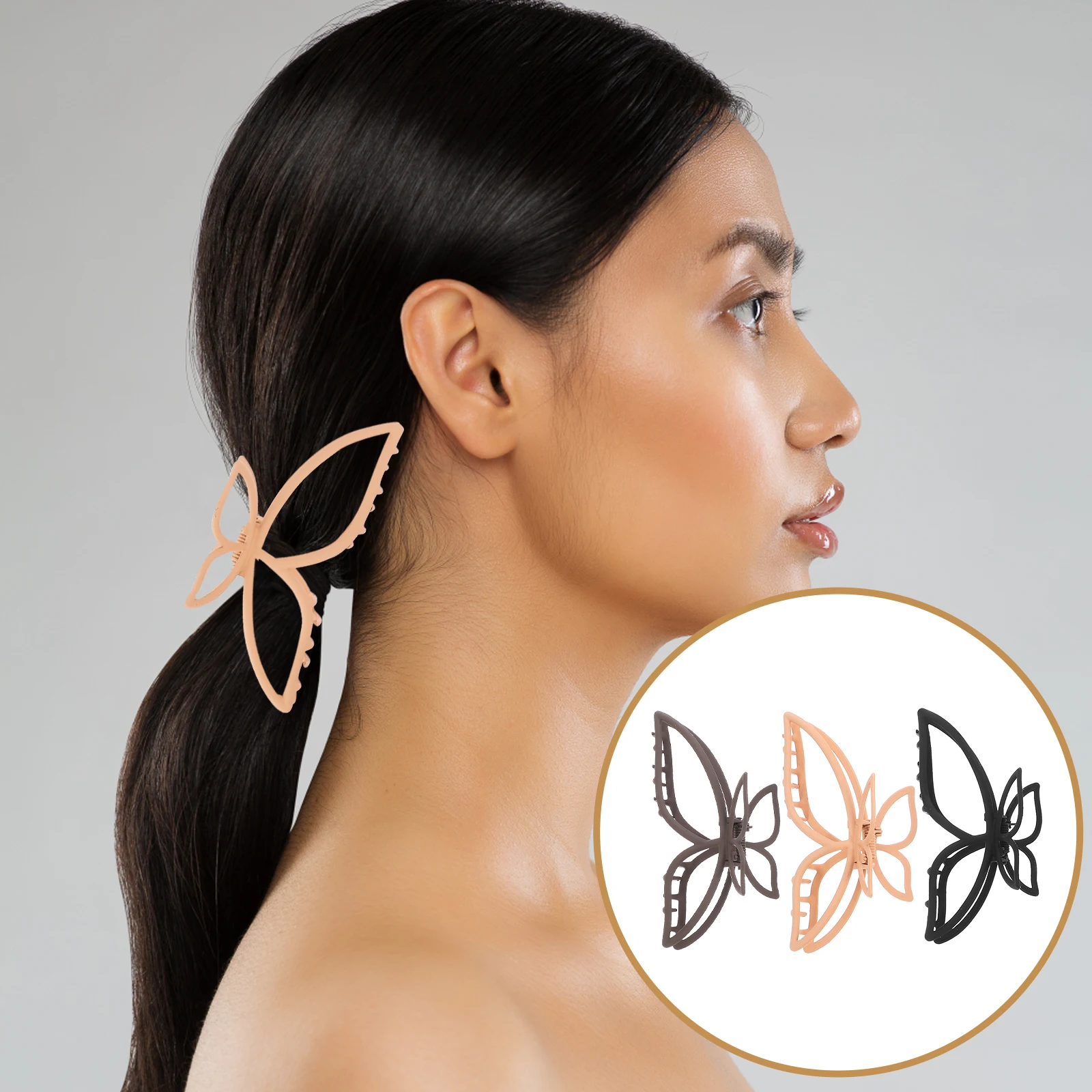 

3Pcs Frosted Claw Clips Thick Long Hair Thin Butterfly Accessories Stylish Daily Prom Versatile Matte Finish Durable Plastic