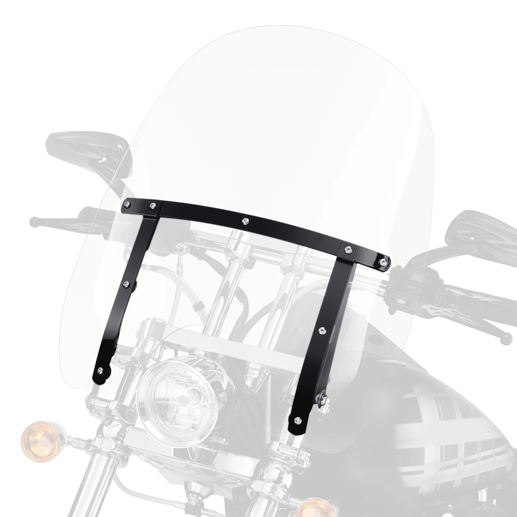 Black/Chrome Windscreen Windshield Mounting Bracket Kit For Harley Softail FLS FLST FLSTC FLSTF FLSTFB FLSTN Fatboy 2000-2017 13