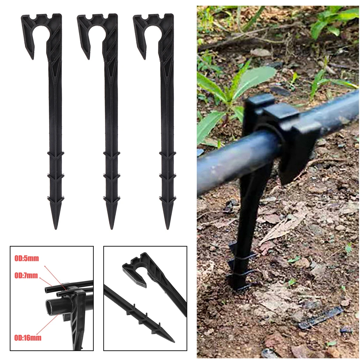 19cm Hose Stander Garden Irrigation Hose Anchor 16mm Pipe Bracket 3/5 4/7mm Hose Holder Ground Insertion Rod Dripper Fixed Nail