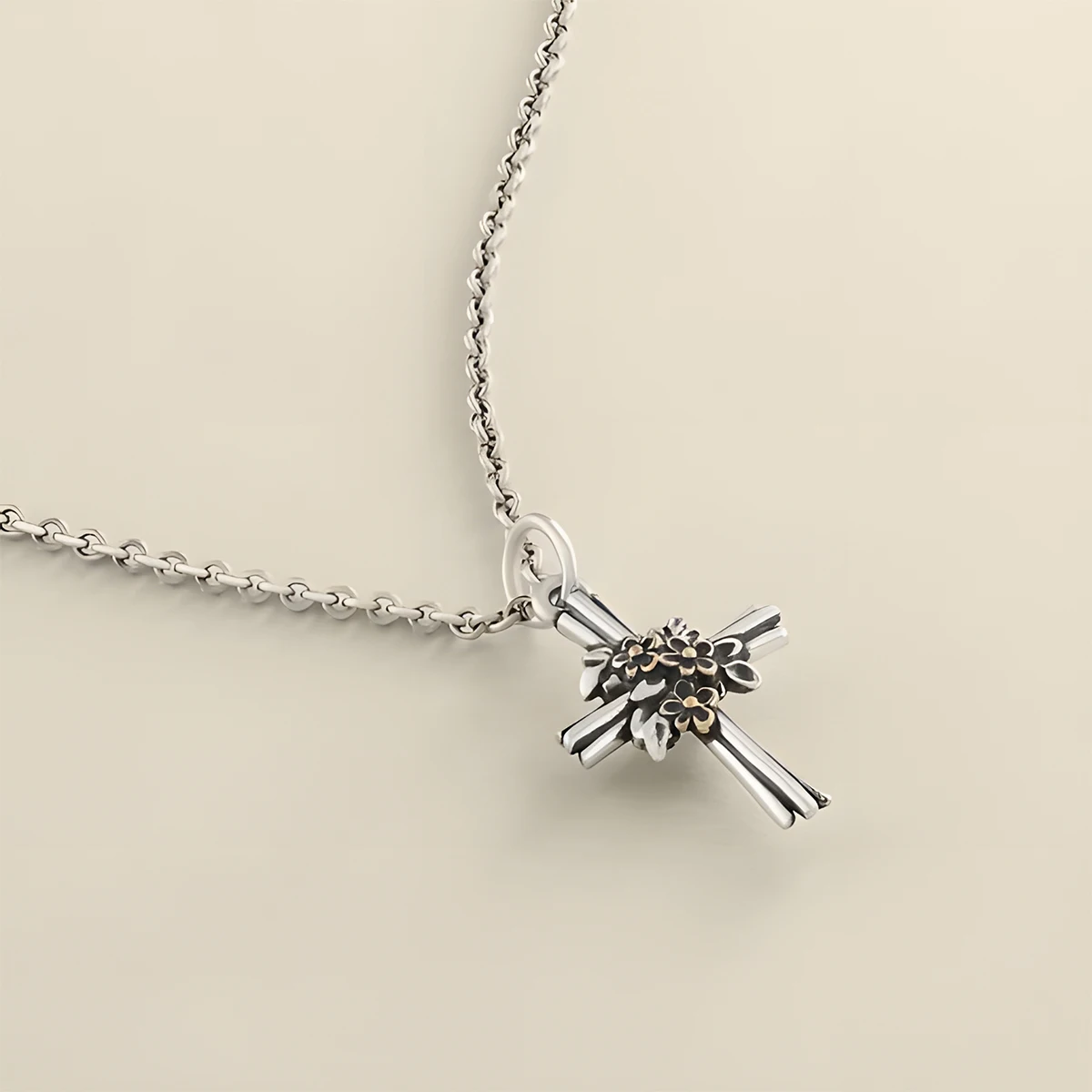 1 قطعة قلادة متقاطعة من الفضة الإسترليني S925 ، قلادة ذاتية الصنع ، قلادة ذاتية الصنع على الطراز الفريد والرجعي ، لتزيين اليومية والحفلات والولائم #3