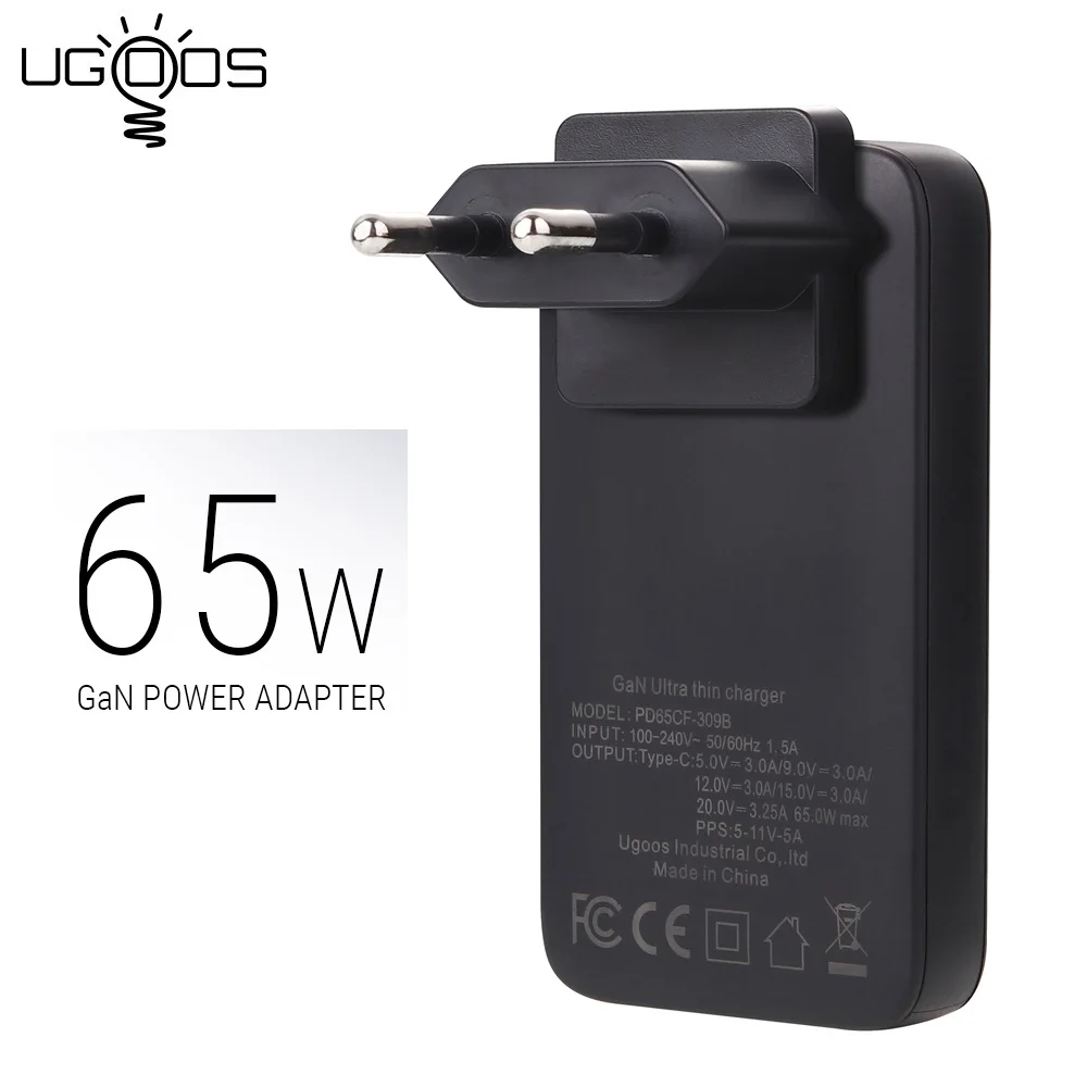 

Быстрое зарядное устройство Ugoos GaN 65 Вт для iPhone 15 14 11 12 13 Pro Max Xiaomi 14 Oneplus Samsung S24 Ultra USB C Быстрое зарядное устройство питания