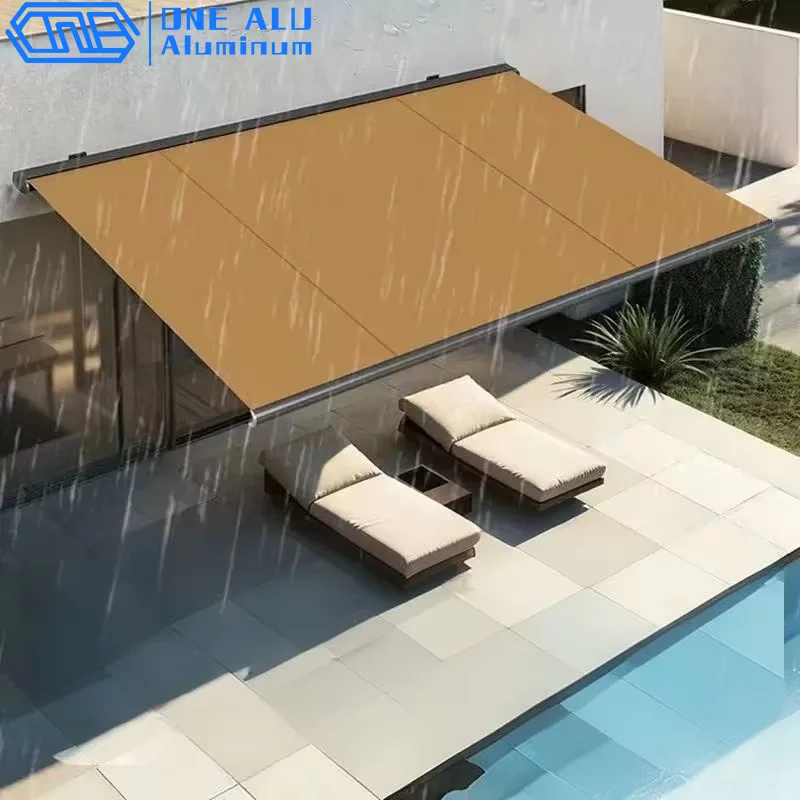 Electric Folding Arm Awning Outdoor Waterproof Motorized Retractable Canopy With Remote Control Aluminum Frame Balcony Sun Shade