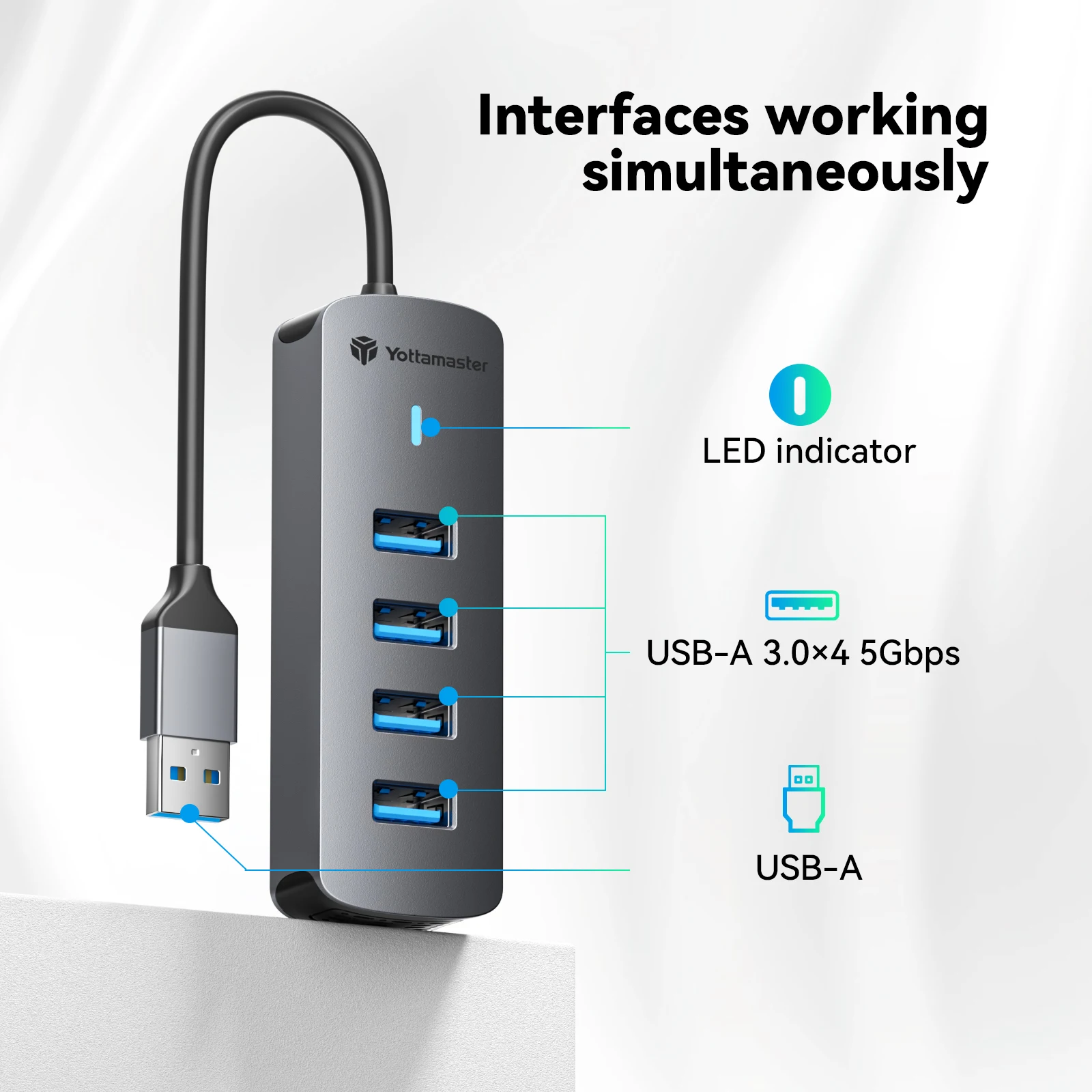 Yottamaster 4 Port USB 3.0 HUB Type C USB A 5Gbps High Speed HUB Adapter Mini Slim USB HUB Splitter Support OTG Function for Mac