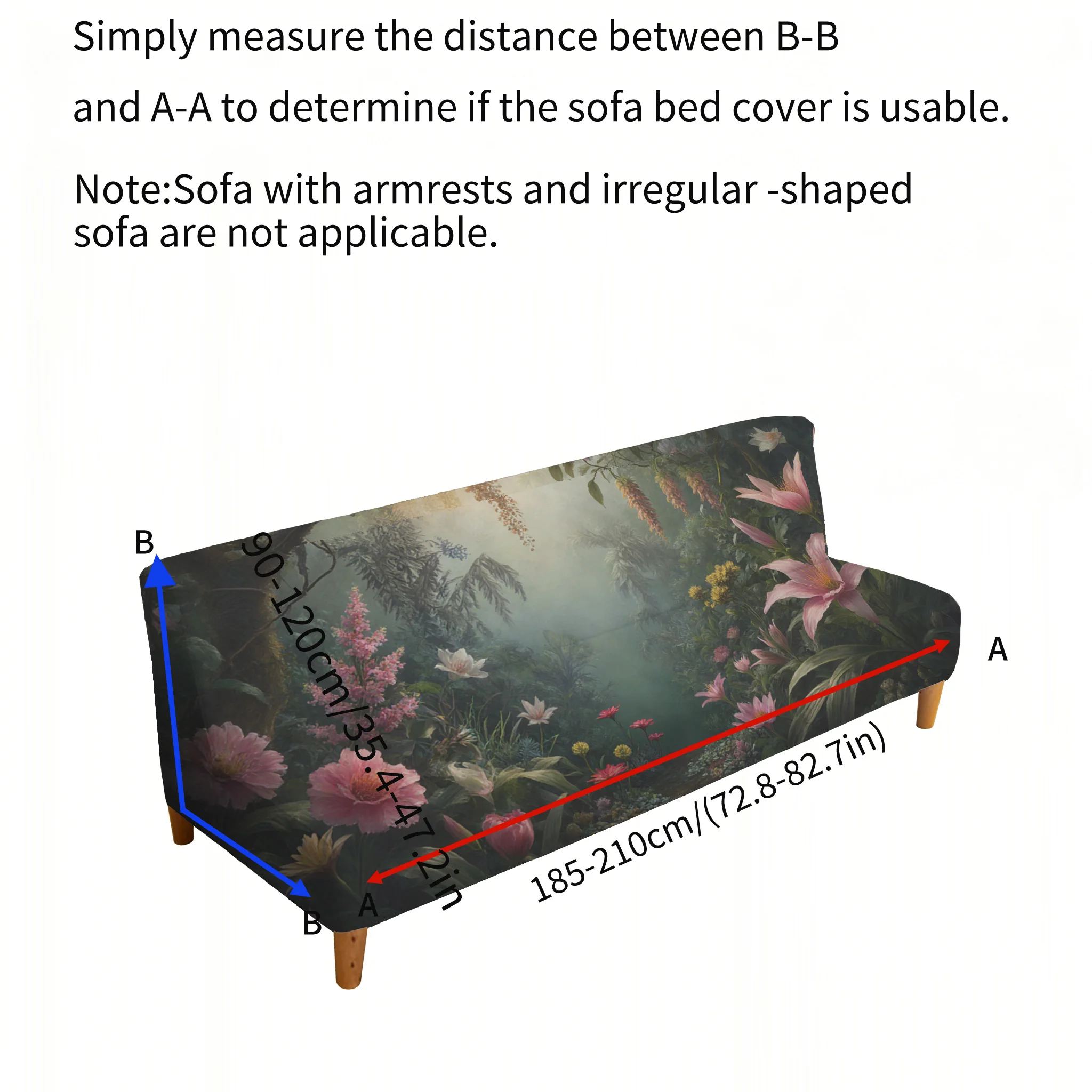 Secret oil painting garden elastic sofa bed cover, living room sofa bed cover, dustproof machine washable sofa bed cover
