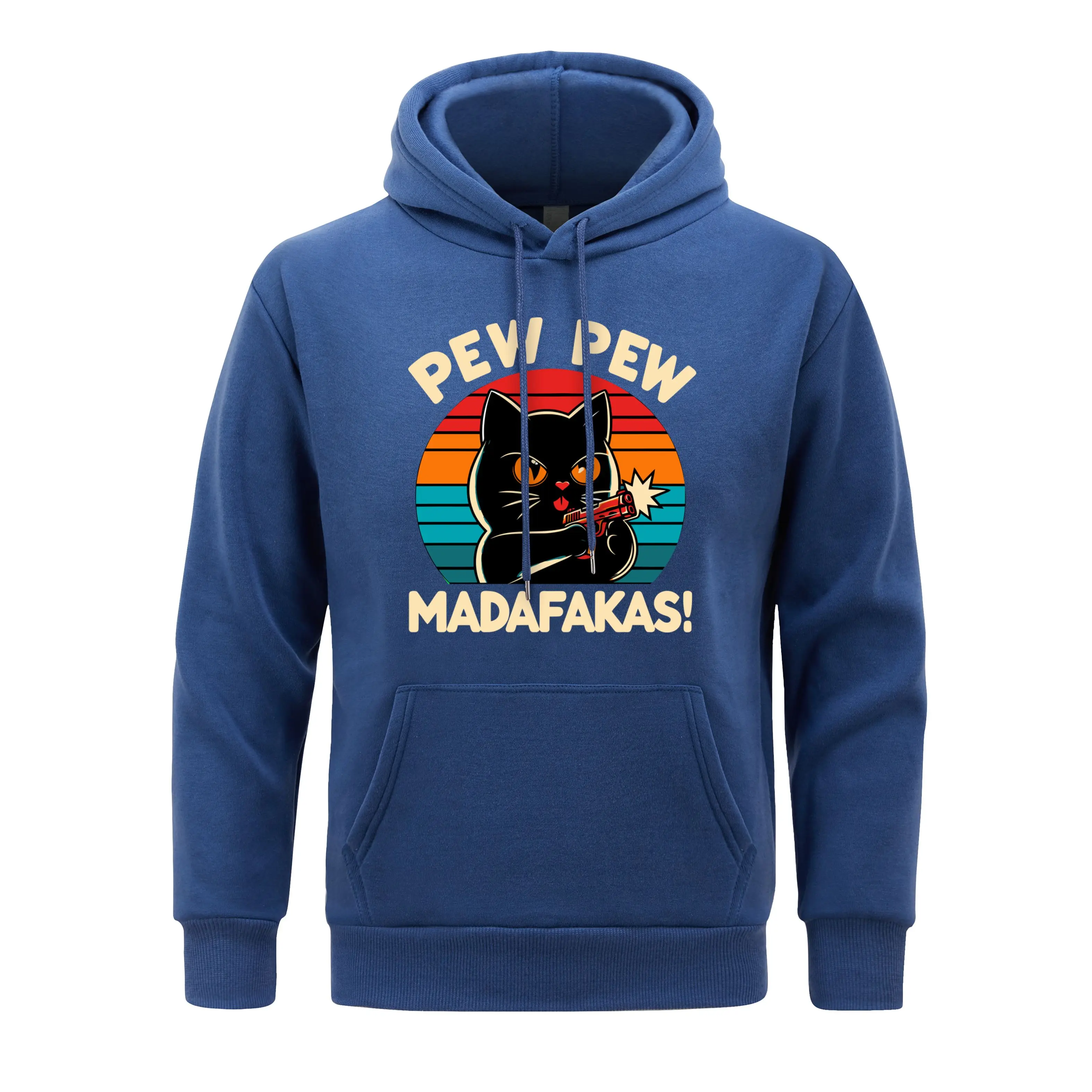 Pew Pew Madafakas Print Hoodie Man Hip Hop Street Casual Hooded Cartoons fur-liner Men Hoodies Harajuku S-XXL Pullover Clothing