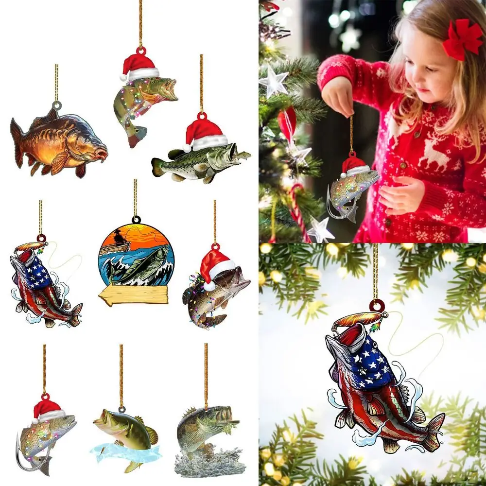 

Realistic 2D Christmas Fish Pendant Hanging Handcrafted Acrylic Fish Ornaments Unique Acrylic Fish Hanging Ornament Holiday