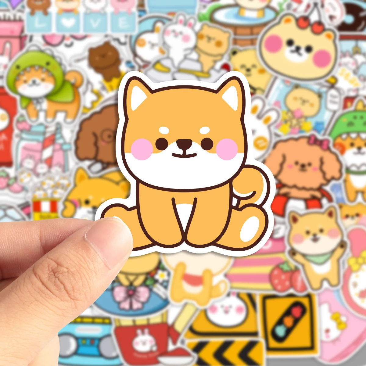 50Pcs Cute Cats Dogs And Rabbits Stickers Manga Cute Cartoon Little Things Drawing Doodle Decorations Gift