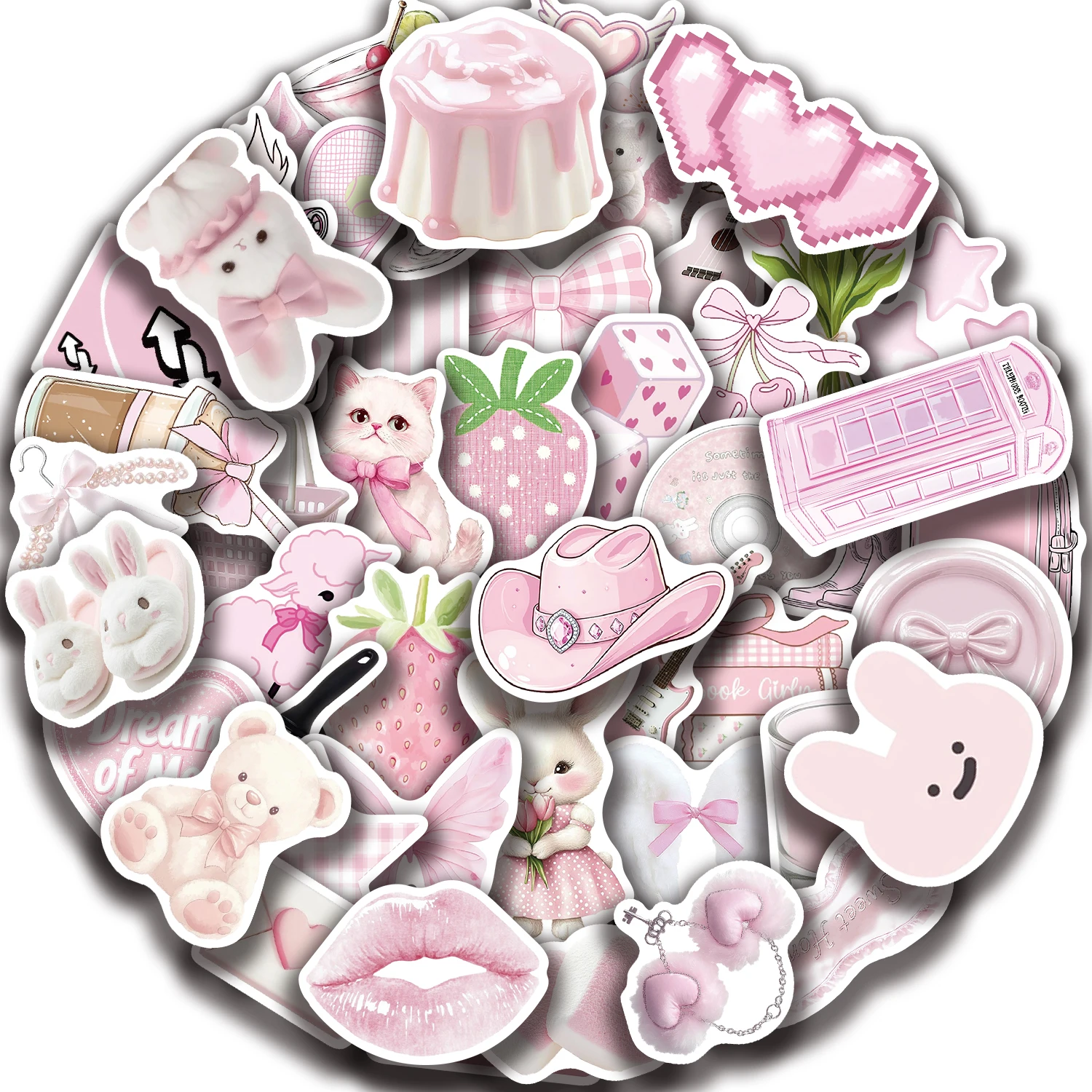 50 قطع الوردي الكرتون الكتابة على الجدران جماليات ملصق الكمبيوتر المحمول دراجة الغيتار سكيت ملصق DIY الكتابة على الجدران ملصقات للماء