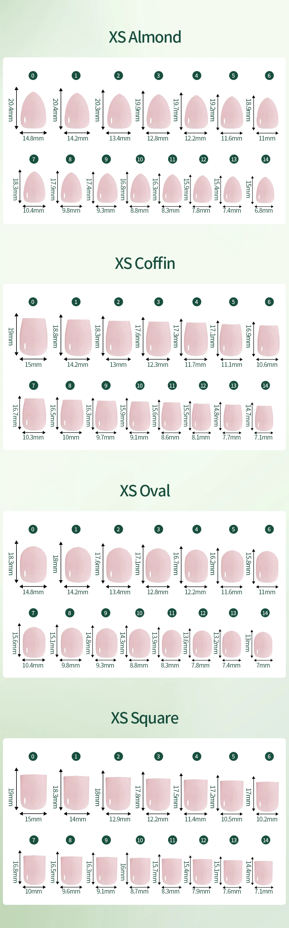 NAILPOP 140 Stück nackte natürliche Gelnägel, 14 Größen, vorgefärbtes weiches Gel, falsche Nagelspitzen, Soak Off-Acryl-Kunstnägel, Verlängerungen, Salon – Detail 12
