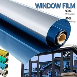 One Way Mirror Window Film Privacy Sun Blocking Glass Sticker Heat Control Reflective Window Tint for Home Office