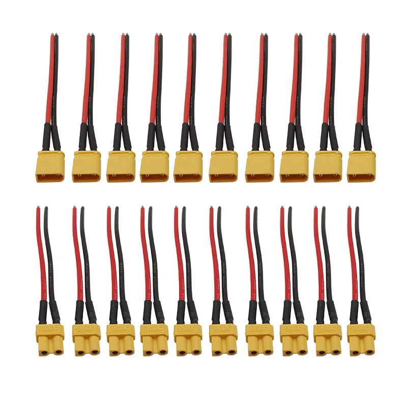 10 Pairs XT30 Male Female Bullet Connectors Power Plugs with 10CM 18AWG Silicone Wire for RC Lipo Battery FPV Drone Toy DIY