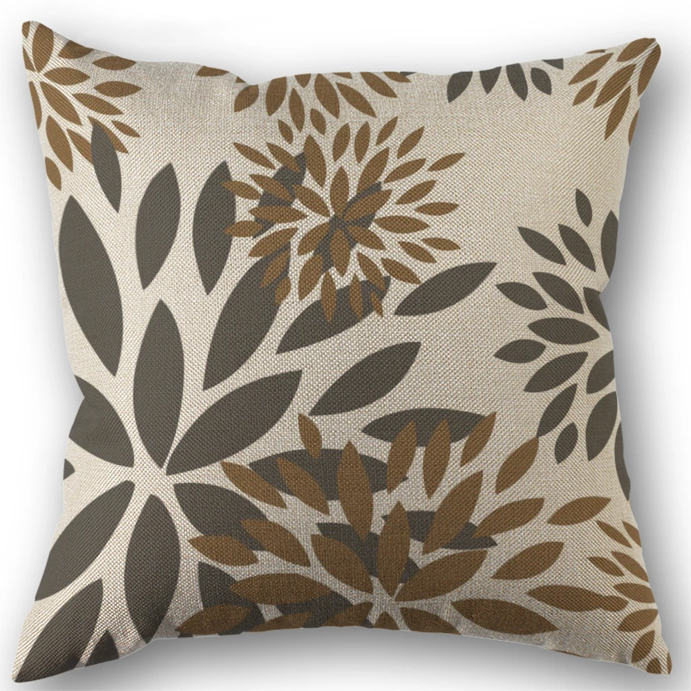 Fodera per cuscino in lino geometrico foglia marrone chiaro per auto soggiorno divano camera da letto decorazioni per la casa