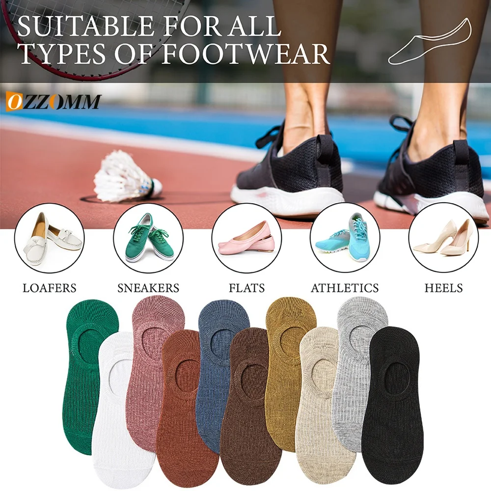 

10Pair/Set Women's silicone non-slip invisible socks Summer solid color Ankle Boat Socks female soft Cotton slipper sock