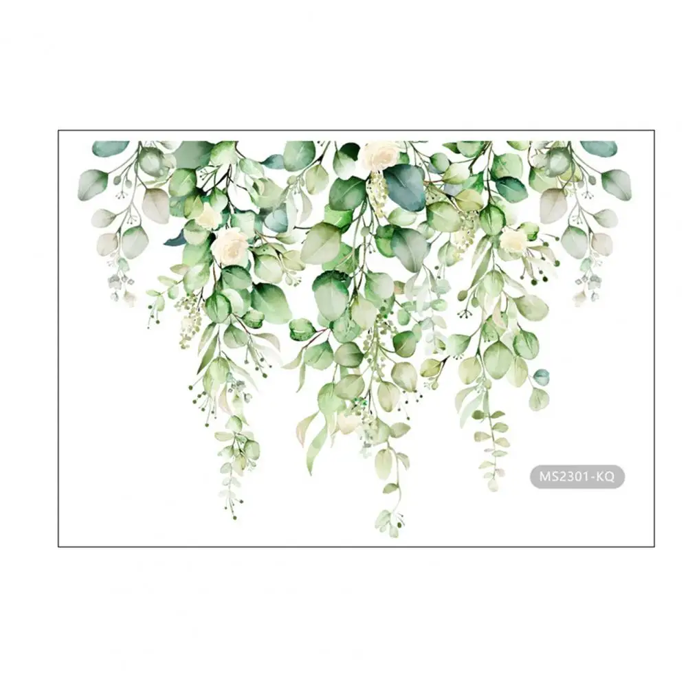 Pegatina de inodoro fácil de instalar, pegatina de inodoro duradera, planta verde vibrante, estampado de flores, autoadhesiva para Baño