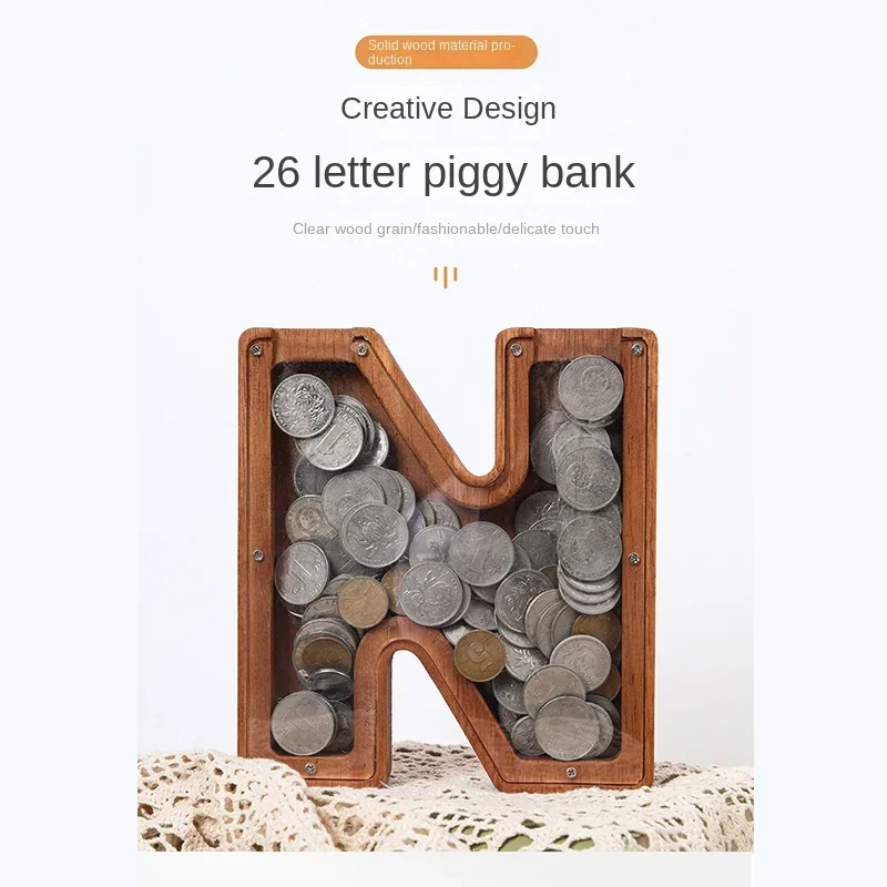 

Letter Money Bank Children's Wooden Money Bank Transparent Acrylic Animal Money Bank Wooden