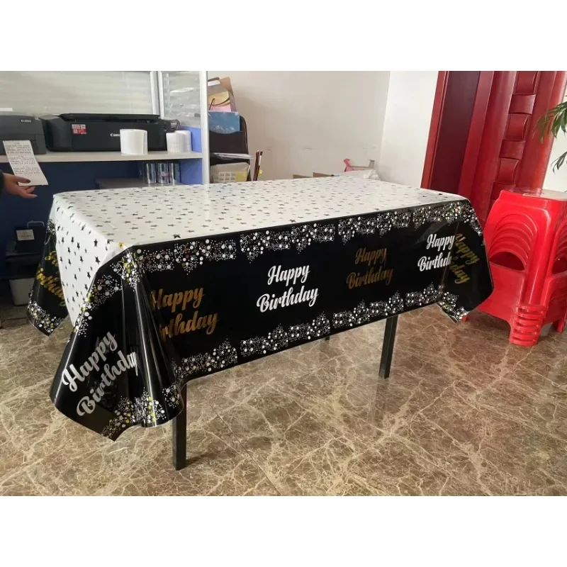 Happy Birthday Decor Letter Printed Tablecloth Decoration Drawing Scene Layout Wedding Celebration Parti Table Suppl