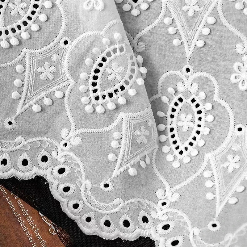 Natural-white Cotton Fabric Hollow-out Milk-silk Embroiderd Lace Fabric Handmade DIY Clothes Sewing Accessories Apparel Sewing