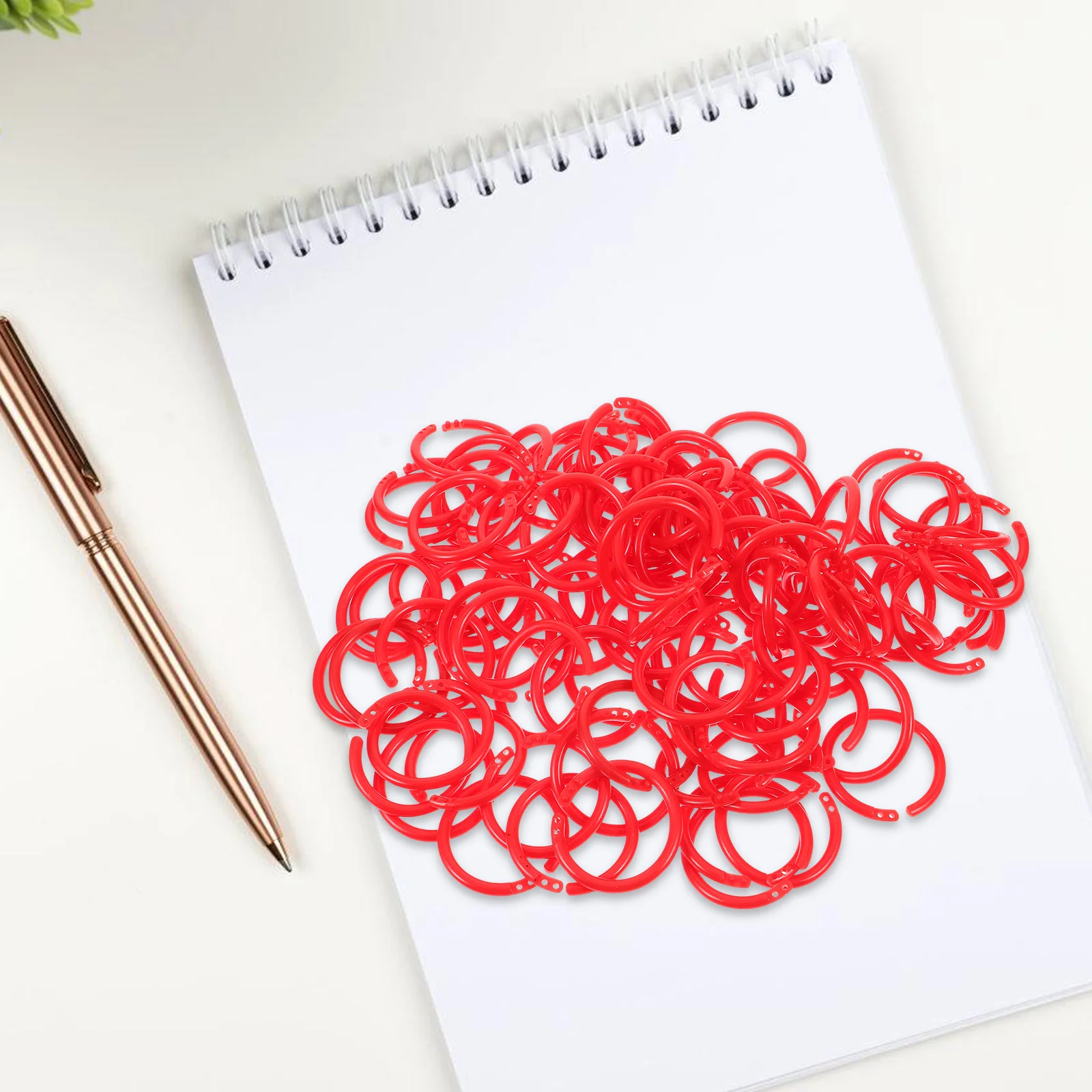 100 قطعة حلقات الموثق البلاستيكية مرنة فضفاضة ورقة كتاب خواتم DIY بها بنفسك سجل القصاصات المفاتيح مخطط اللوازم المكتبية كتاب الدائري