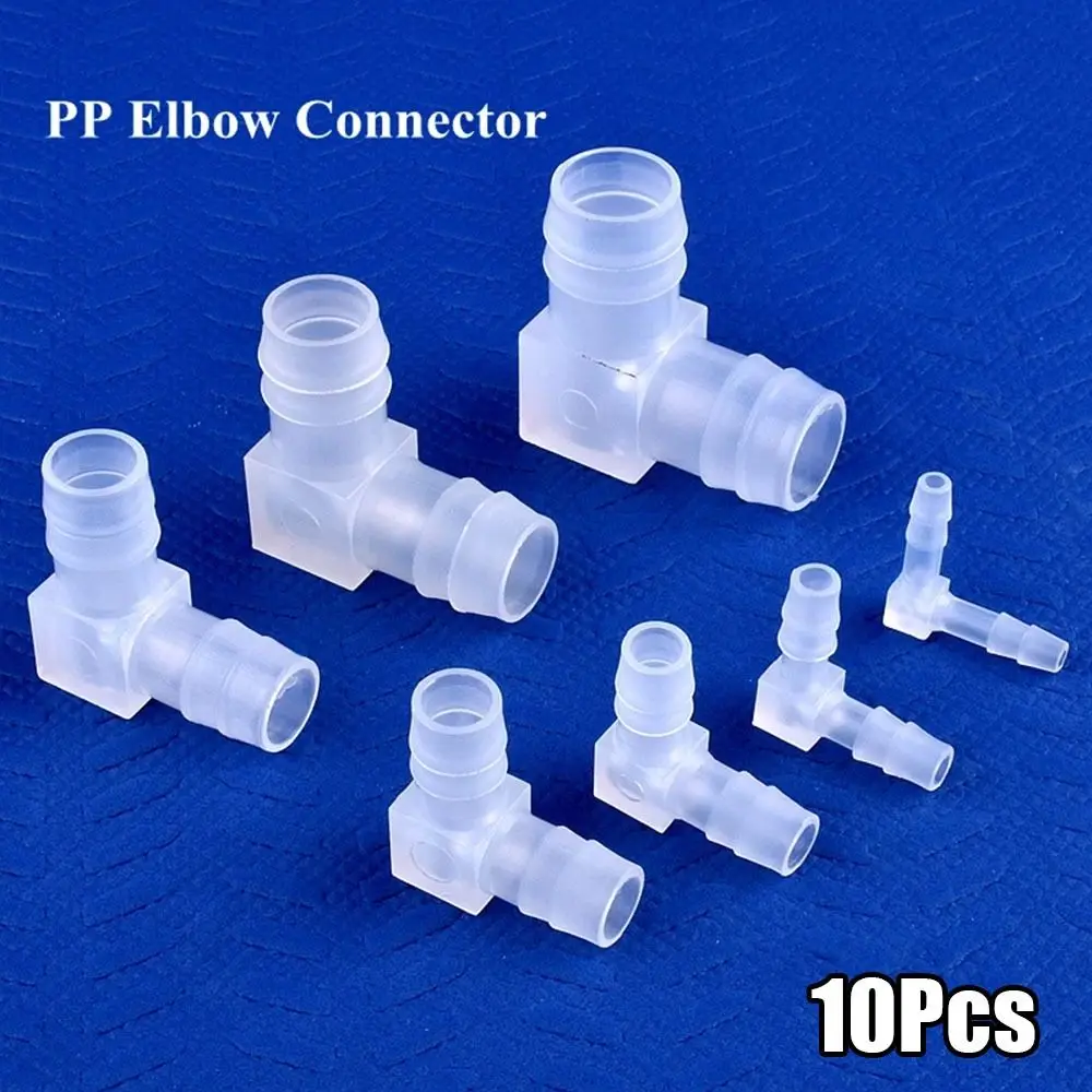 10Pcs New PP Plastic Elbow Connectors 90 Degree Transparent Aquarium Tank Fittings 4-20mm Pagoda Hose Joint Garden Irrigation