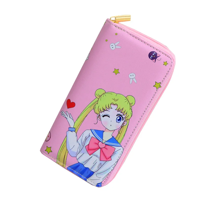 Dompet Wanita Modis Desain Anak Perempuan Kreatif Novel Kepribadian Edisi Kecantikan Kartun Dompet Panjang PU Kawaii Cosplay Bulan Anime