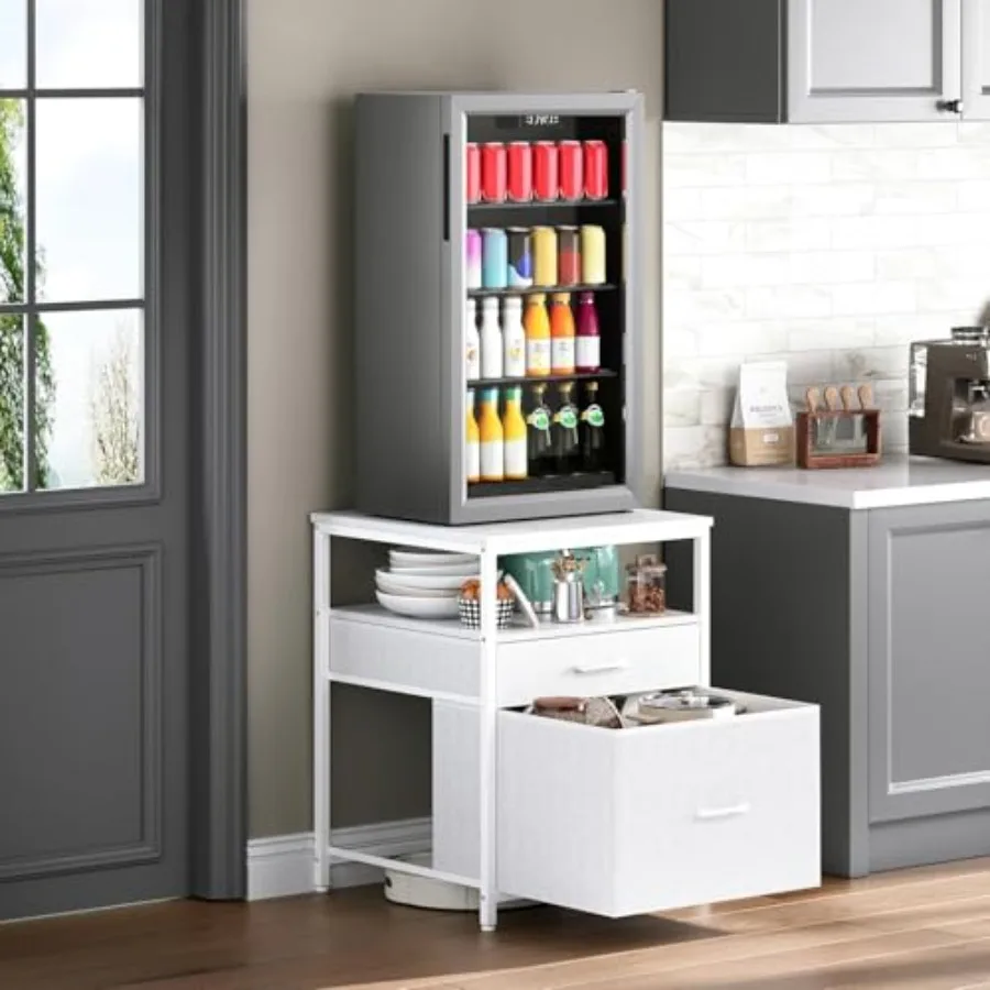 

Herture Mini Fridge Stand with 3 Storage Mini Fridge Cabinet Beverage Fridge Table Heavy Duty * 22.7" W Tabetop for Dorm Apartm