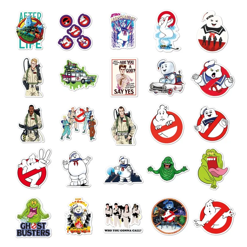 50pcs Ghostbusters Movie Graffiti Cartoon Stickers Waterproof Decorative Water Cup Luggage Desktop Stationery Skateboard Sticker