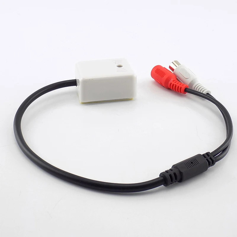 Microphone Sound Monitor Audio Pickup Sound Security Monitoring DC 9V-12V RCA Female Adapter for CCTV Camera Security System