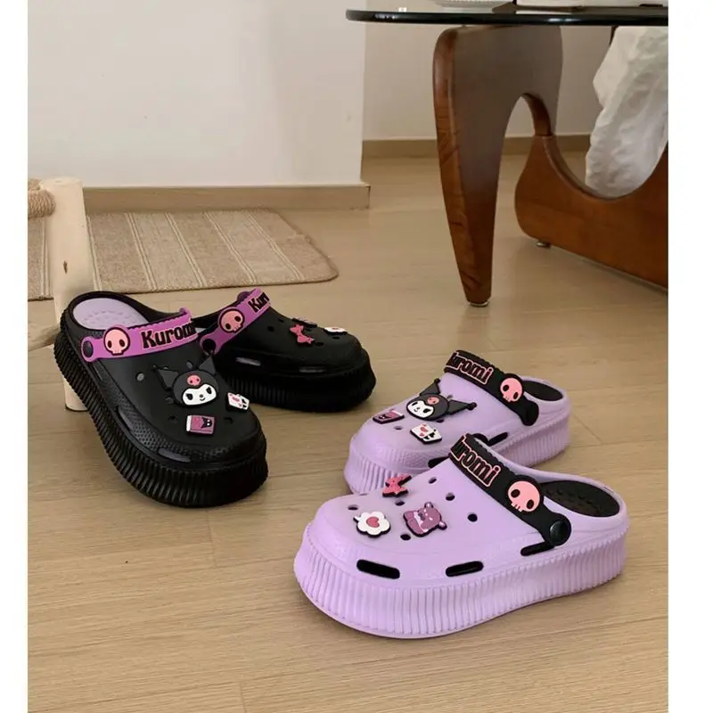 Nowe Anime Sanrio kapcie Hello Kitty Kuromi Cinnamoroll Melody rysunek utwardzana moda Kawaii piaszczyste buty na plażę dziewczyna prezenty zabawki