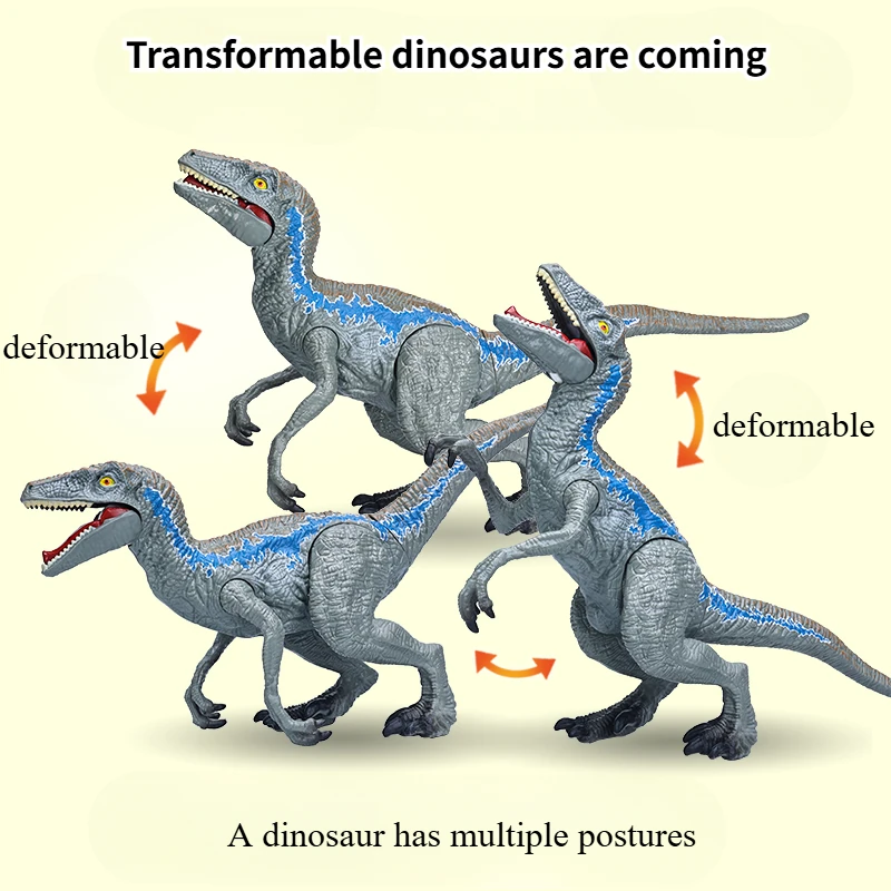 Simulation Jurassic Dinosaur Toy Joints Movable Open Mouth Tyrannosaurus Rex Paracaryngodon Velociraptor Blue Boy Gift