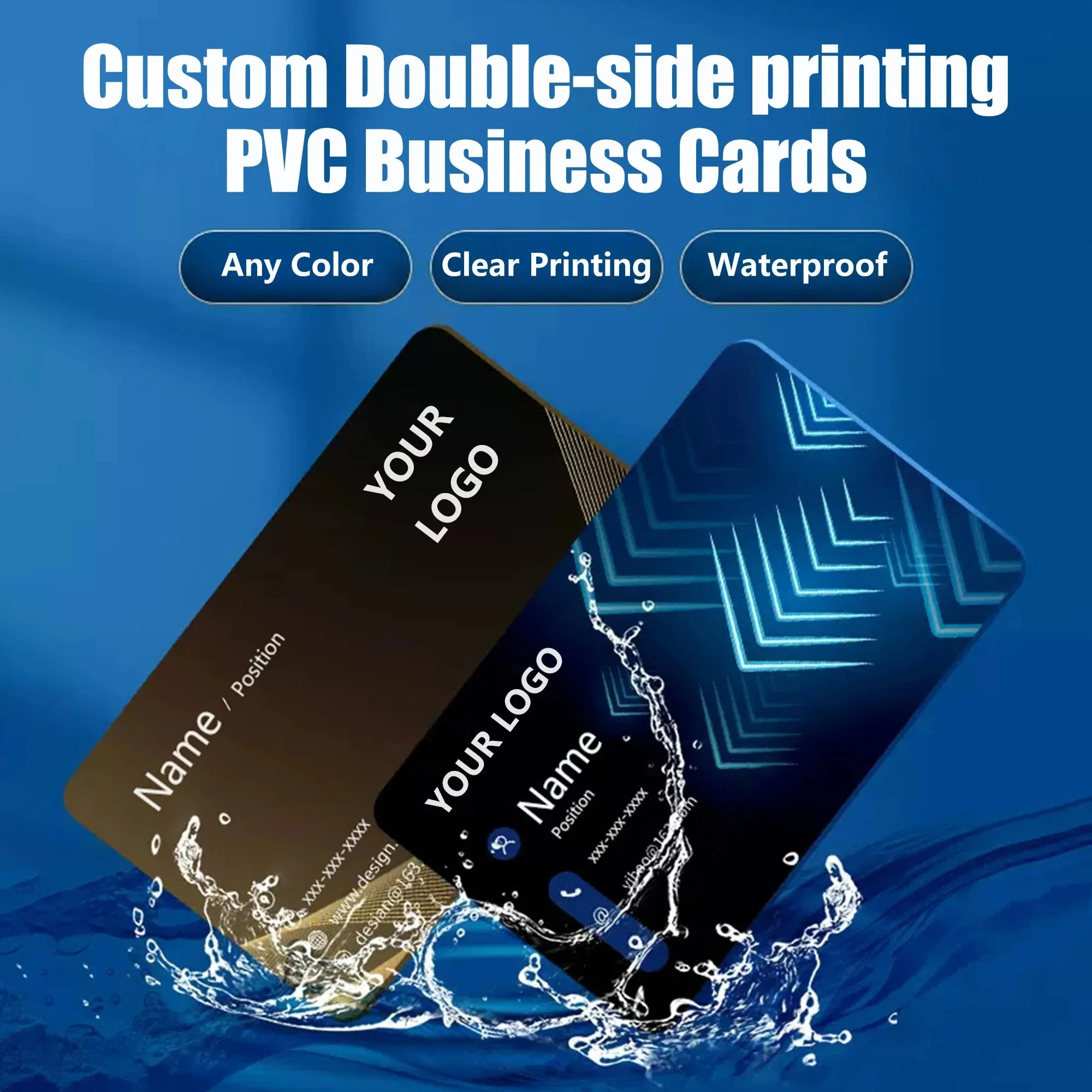 

Custom PVC Plastic Business Cards Custom Personalized Design Round Corners Glossy Matte Frosted PVC Business Waterproof Cards