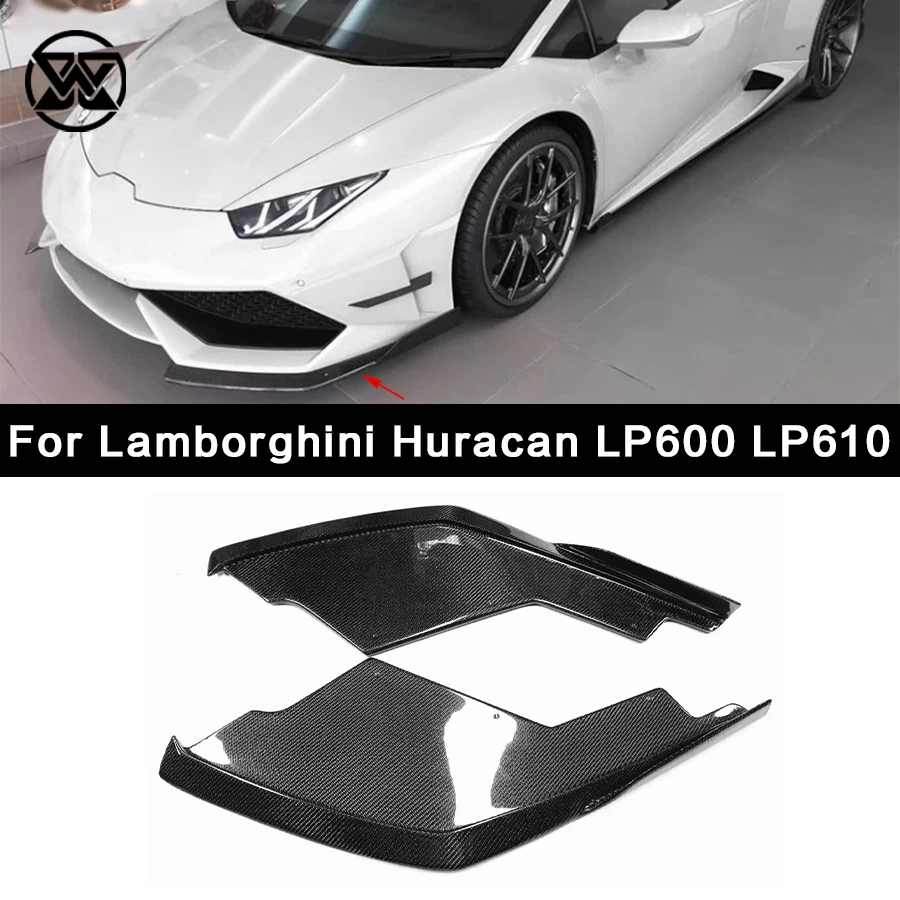 For Lamborghini Huracan LP600 LP610 2014-2017 Front Bumper Side Splitter Trim Carbon Fiber Car Lower Spoiler Plate Corner Cover