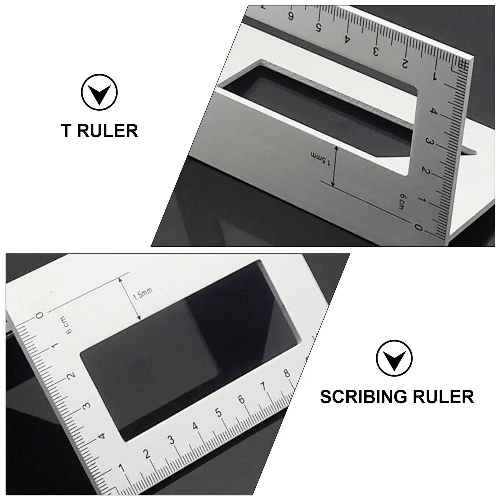 T Shaped Aluminum Alloy Angle Ruler Right Angle Locator Clear Scale Scribing Tool for Woodworking Woodworking Scriber