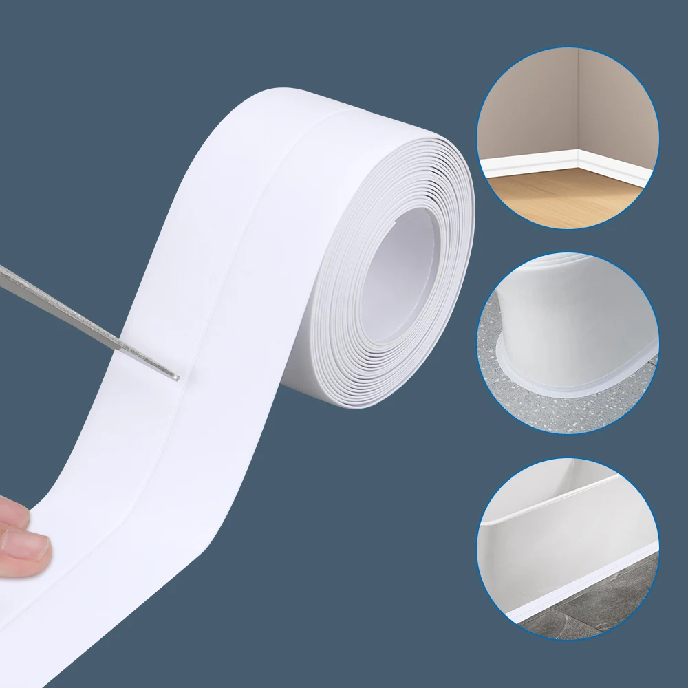 Anti-Fouling Caulking Strips Seal PVC Tape Mildew-Proof Waterproof Kitchen Oil-Proof Bathroom Self-Adhesive Wall Sticker Sink