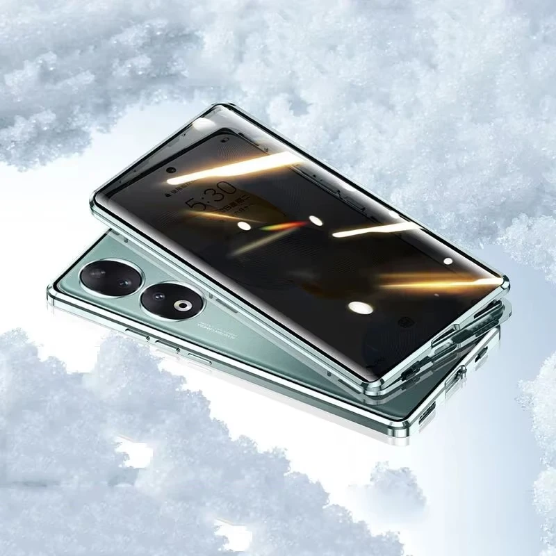 Etui na telefon z podwójnym szkłem 360 stopni chroniące przed podglądaniem, metalowe, magnetyczne, do Honor 400 300 200 100 90 70 50 Pro X40 Magic 4 5 6 7 Pro — zdjęcie produktu 5