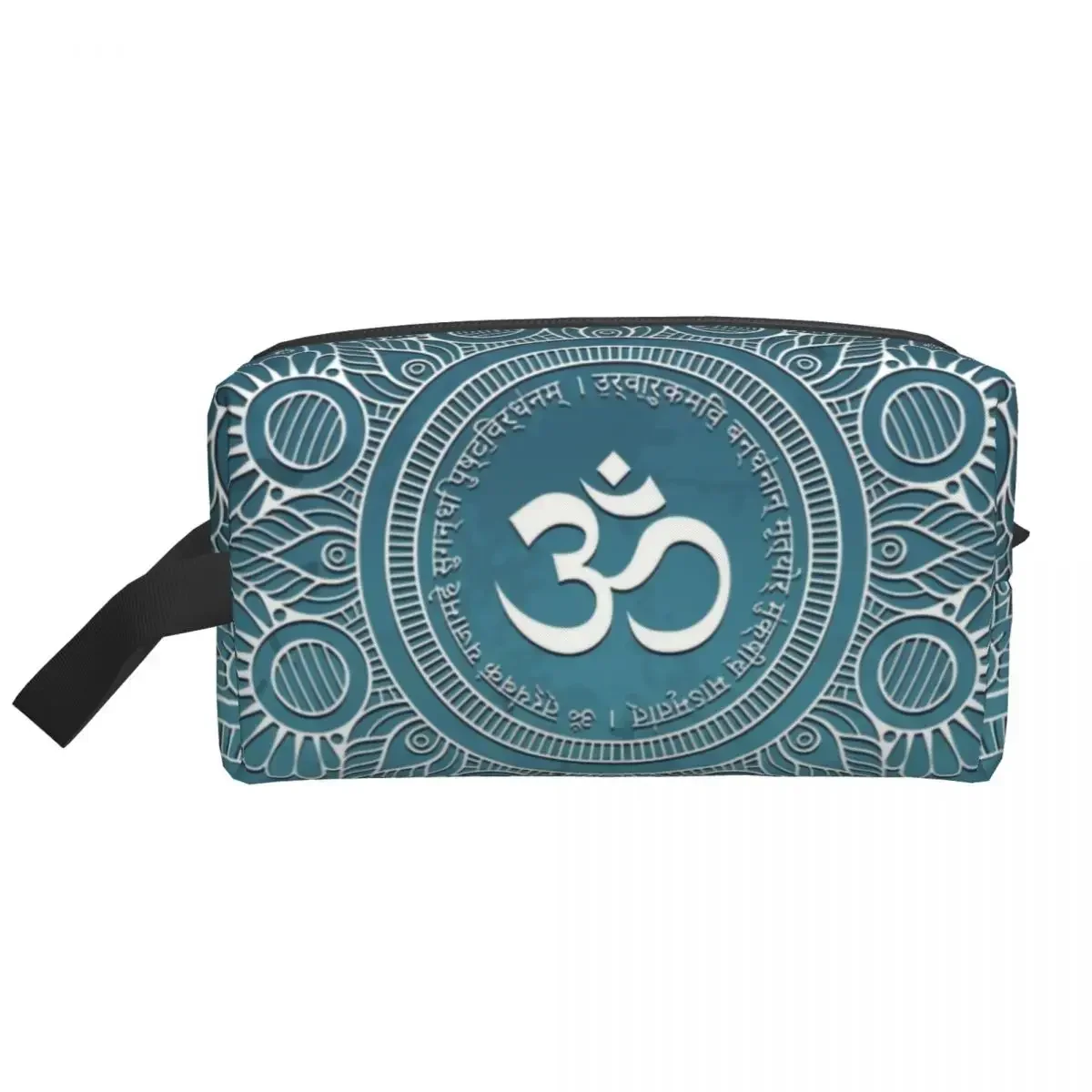 Maha Mrityunjaya Mantra Toiletry Bag Om Yoga Mandala Buddhism Aum Makeup Cosmetic Organizer Ladies Storage Dopp Kit Box