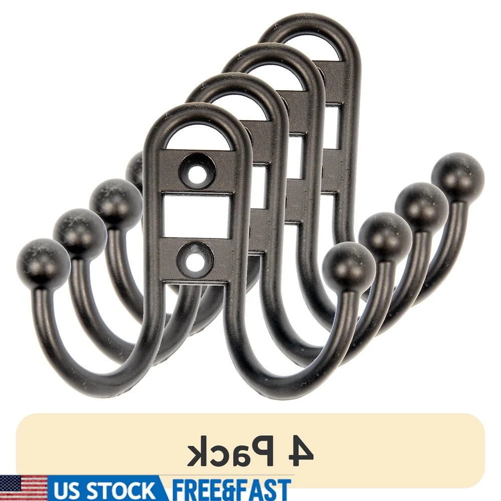 

4 упаковки, двойной крючок, бронзовые металлические крючки, настенные полотенца для хранения, пальто, сумки, емкость 10 фунтов, простая установка