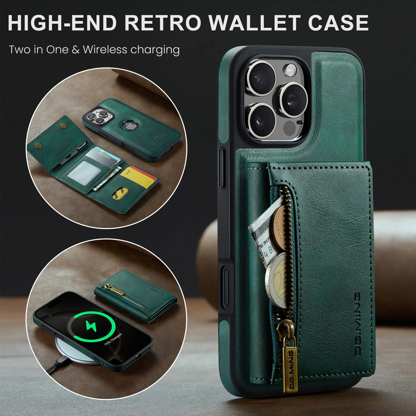 

2in1 detachable leather card holder MagSafe mobile phone holder for iPhone 15 16 14 13 12 proMax magnetic wallet shockproof cove