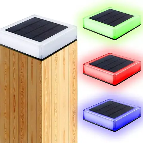 2/4PCS Solar Post Light LED 7 Colors Garden Outdoor Decoration Column Head Light Landscape Street Fence Deck Cap Solar Lamp