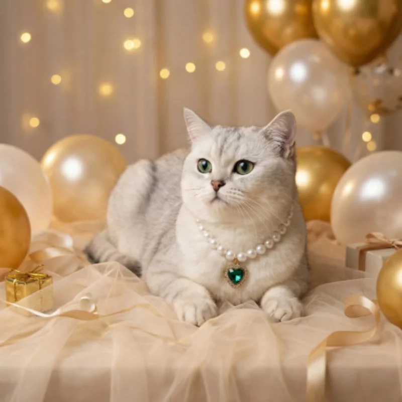 Verstellbares Katzenhalsband für Kätzchen mit Hochwertigen Simulationsperlen Niedliches Exquisites Sommer-Haustier-Halsband mit Halsdekoration – Detail 1