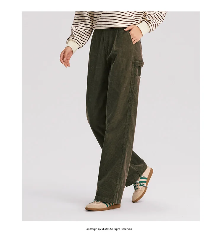 Semir Freizeithose für Damen, Cord-Baumwolle, weites Bein, Hose, 2025, neuer Winter-Vintage-Arbeitskleidungsstil – Detail 3